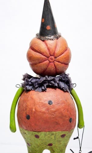 Paper Mache Vintage Pumpkin Bobble Head Spider Basket Halloween Decor Vintage - Thumbnail 6