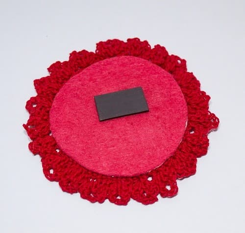 Vintage Handmade Cross Stitch Lace 3 Candle Merry Christmas Fridge Magnet - Thumbnail 5