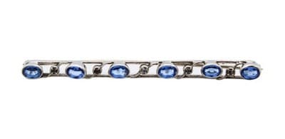Vintage Silver Tone Faceted Blue Topaz & Cz Stick Pin Brooch - Image 1