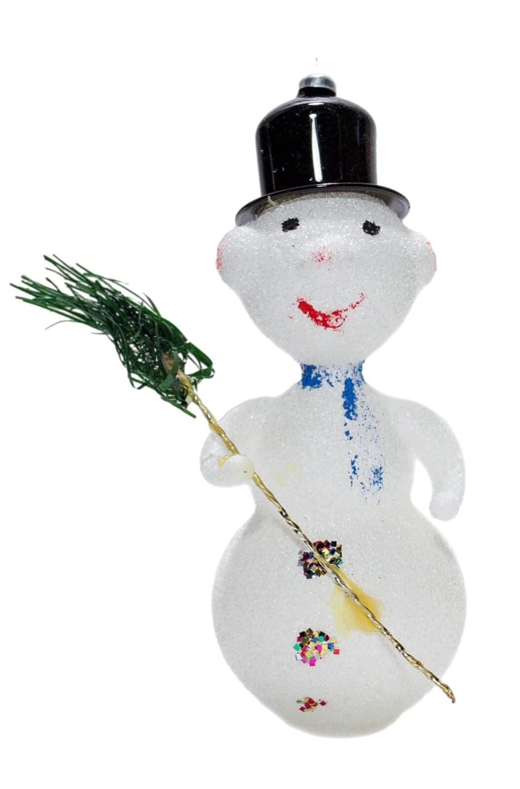 SOFFIERIA DE CARLINI Italy Blown Glass Snowman w/ Hat Christmas Ornament - Image 1