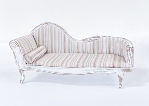 Vtg Artisan White Wood Chaise Lounge Sofa Dollhouse Miniature Furniture 1:12 - Thumbnail 2