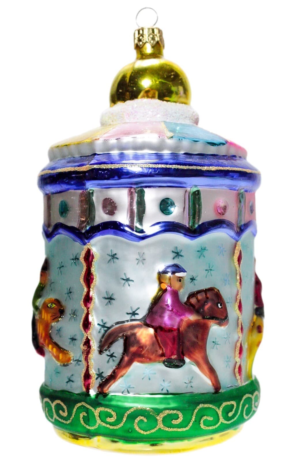 CHRISTOPHER RADKO "Merry Maytime" Circus Zoo Carousel Glass Christmas Ornament - Image 1