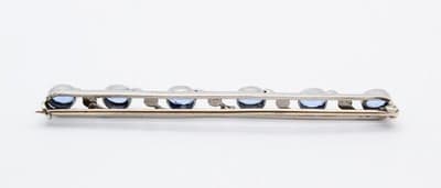 Vintage Silver Tone Faceted Blue Topaz & Cz Stick Pin Brooch - Thumbnail 6