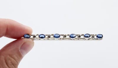 Vintage Silver Tone Faceted Blue Topaz & Cz Stick Pin Brooch - Thumbnail 2