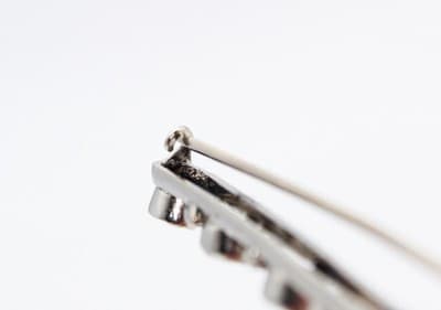 Vintage Silver Tone Faceted Blue Topaz & Cz Stick Pin Brooch - Thumbnail 7
