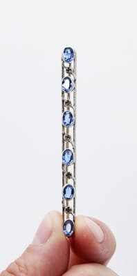 Vintage Silver Tone Faceted Blue Topaz & Cz Stick Pin Brooch - Thumbnail 9