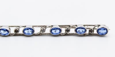 Vintage Silver Tone Faceted Blue Topaz & Cz Stick Pin Brooch - Thumbnail 5