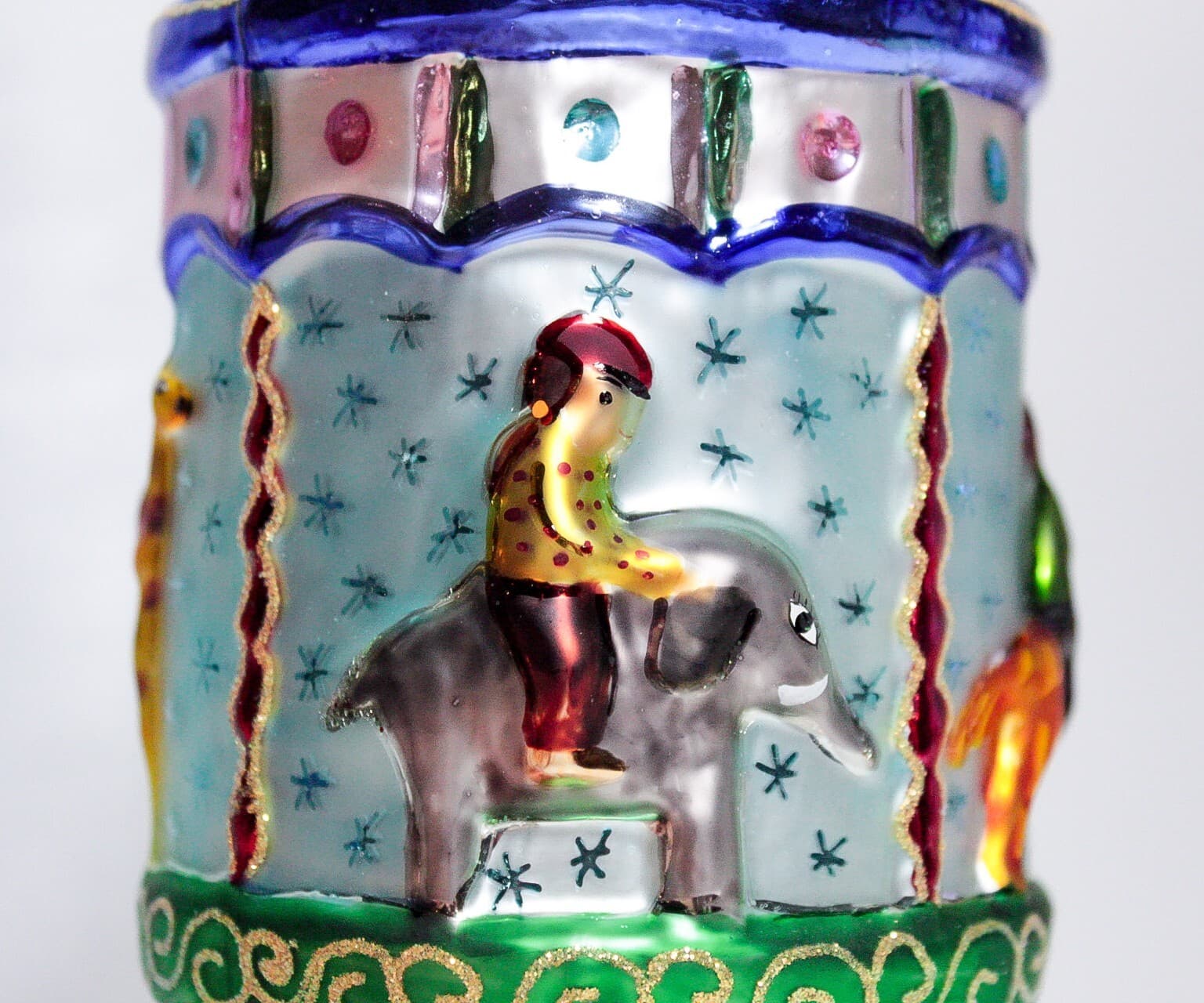 CHRISTOPHER RADKO "Merry Maytime" Circus Zoo Carousel Glass Christmas Ornament - Thumbnail 5