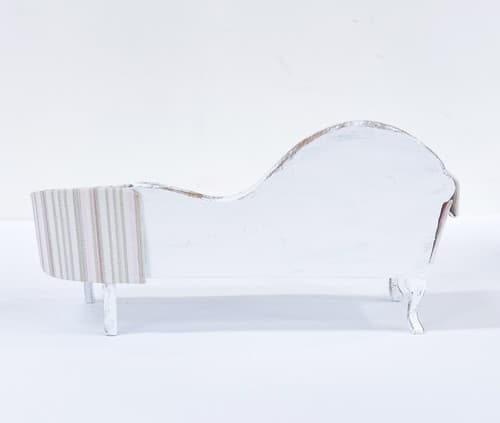 Vtg Artisan White Wood Chaise Lounge Sofa Dollhouse Miniature Furniture 1:12 - Thumbnail 7