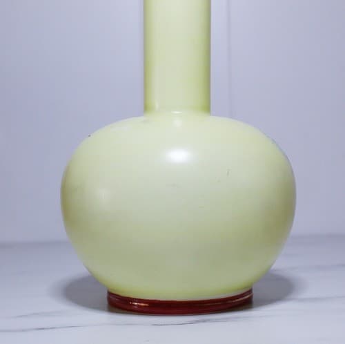 Vintage Antique Asian Hand Painted Tall Glass Floral Motif Vase - Thumbnail 5
