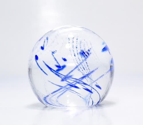 Vtg CAITHNESS Scotland Art Glass "Rhythm 'n Blues" Paperweight in Box/Paperwork - Thumbnail 3