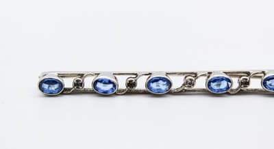 Vintage Silver Tone Faceted Blue Topaz & Cz Stick Pin Brooch - Thumbnail 4