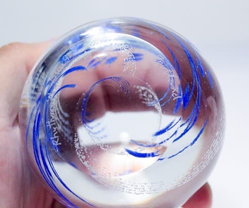 Vtg CAITHNESS Scotland Art Glass "Rhythm 'n Blues" Paperweight in Box/Paperwork - Thumbnail 8