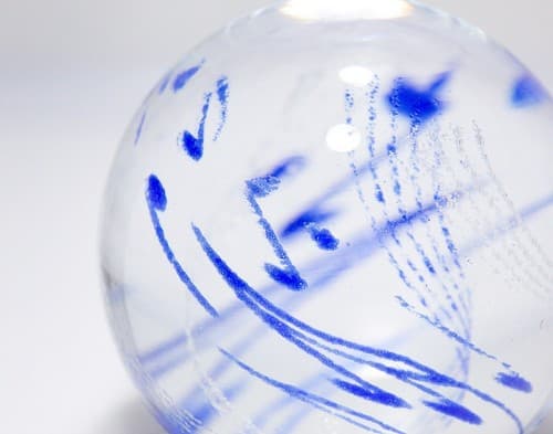 Vtg CAITHNESS Scotland Art Glass "Rhythm 'n Blues" Paperweight in Box/Paperwork - Thumbnail 5