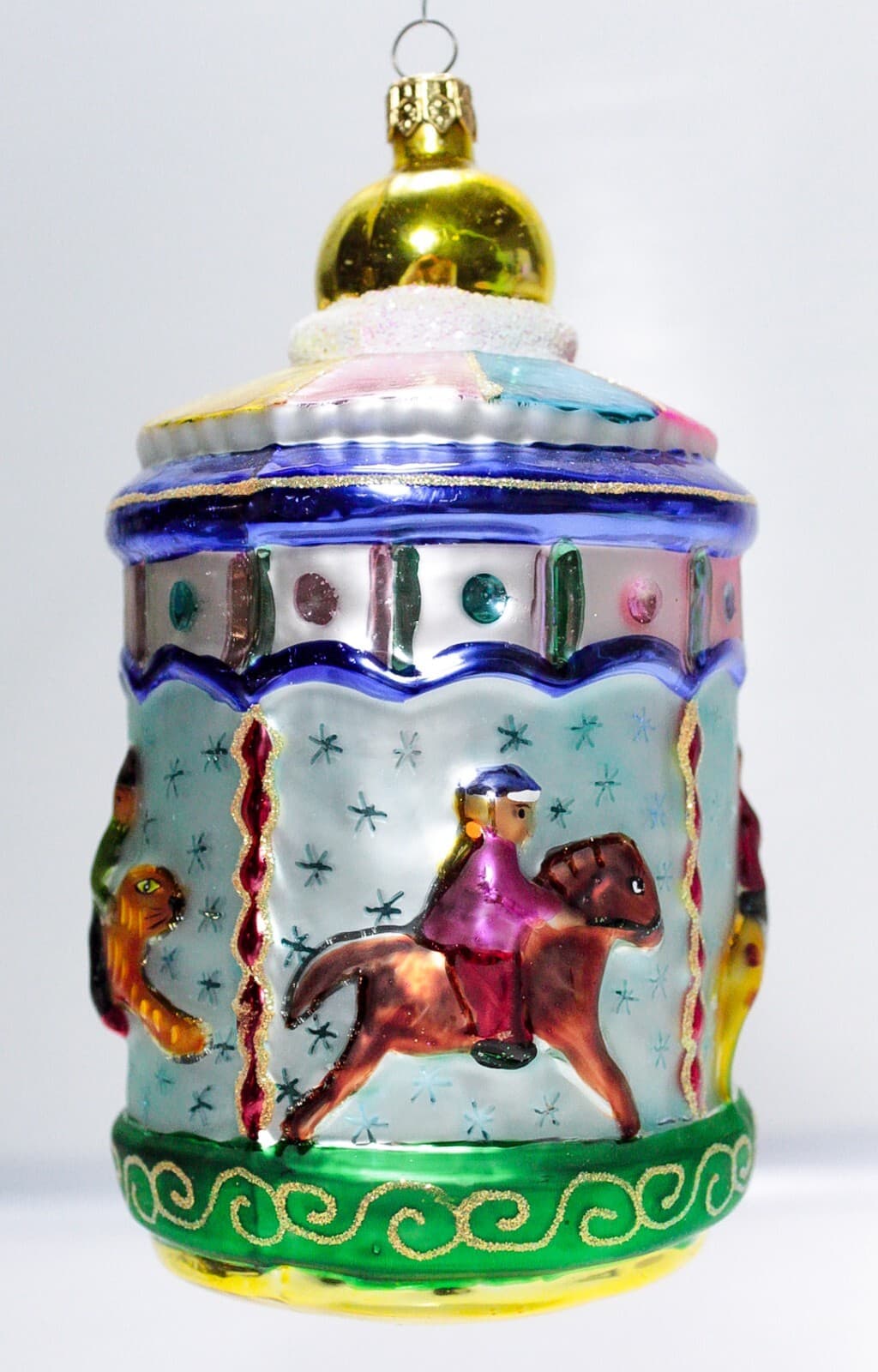 CHRISTOPHER RADKO "Merry Maytime" Circus Zoo Carousel Glass Christmas Ornament - Thumbnail 3