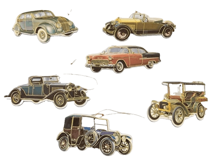 Set of 6 Vintage 1987 Henry Ford Museum Auto Cars USA Ornaments - Image 1
