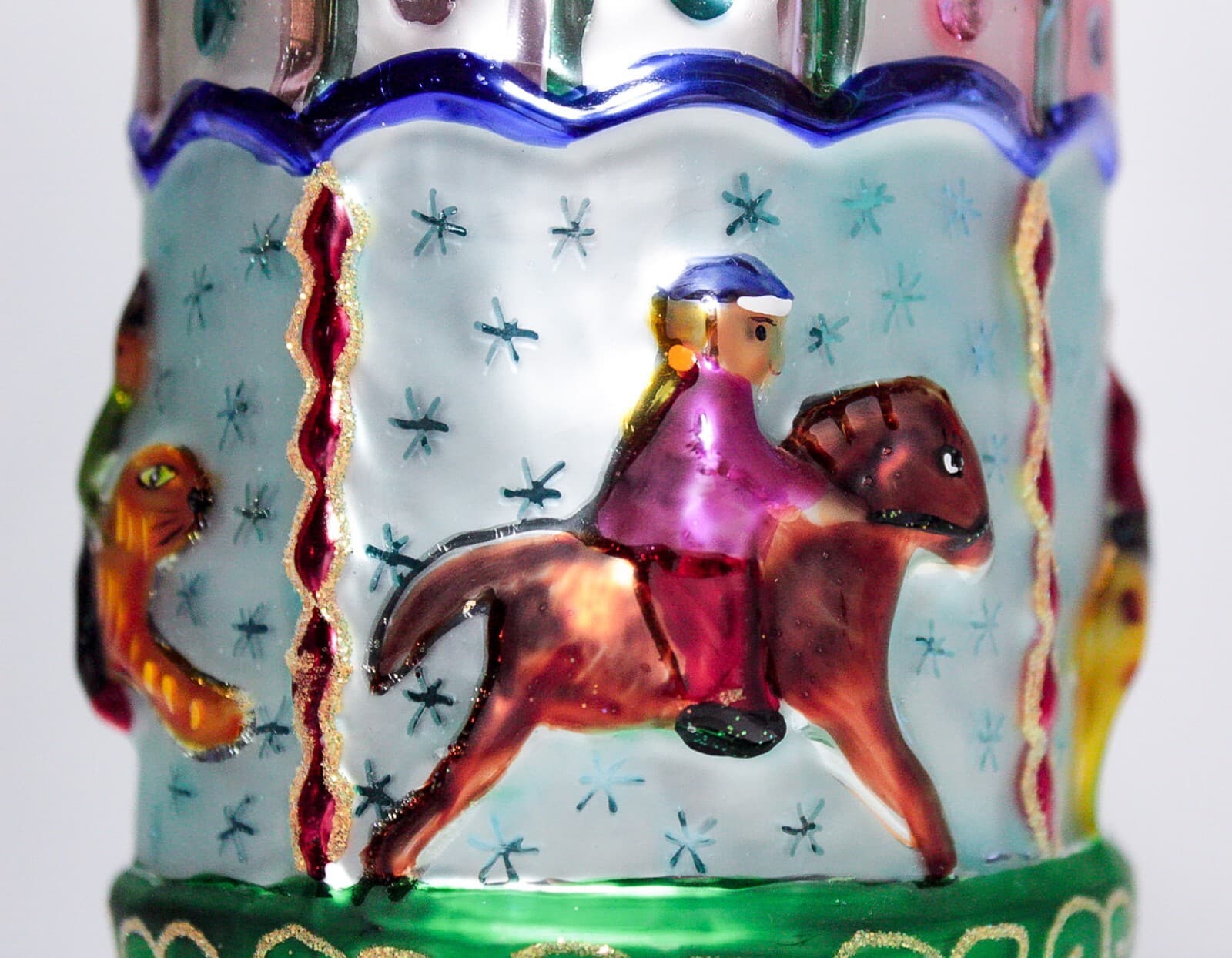 CHRISTOPHER RADKO "Merry Maytime" Circus Zoo Carousel Glass Christmas Ornament - Thumbnail 2