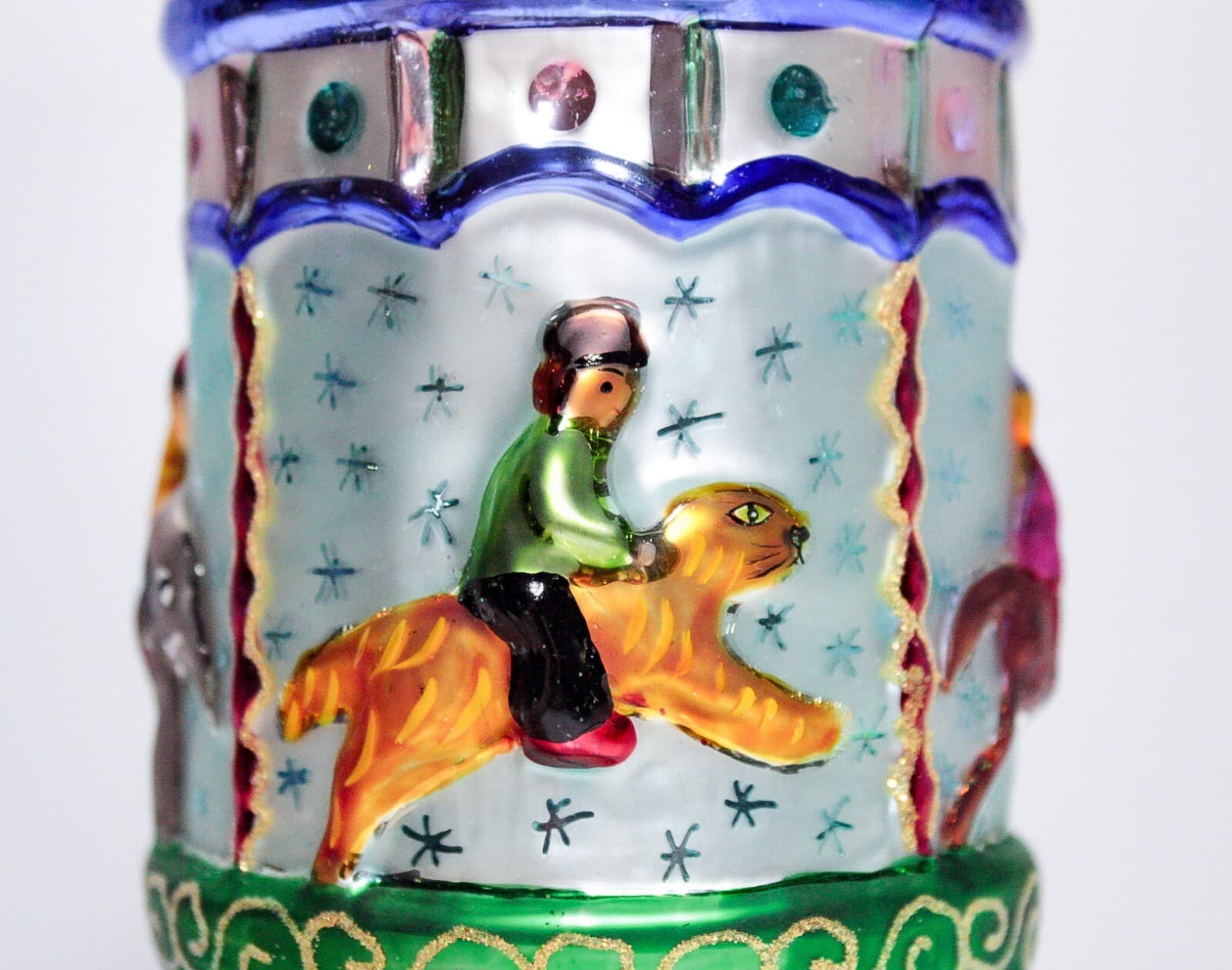 CHRISTOPHER RADKO "Merry Maytime" Circus Zoo Carousel Glass Christmas Ornament - Thumbnail 4