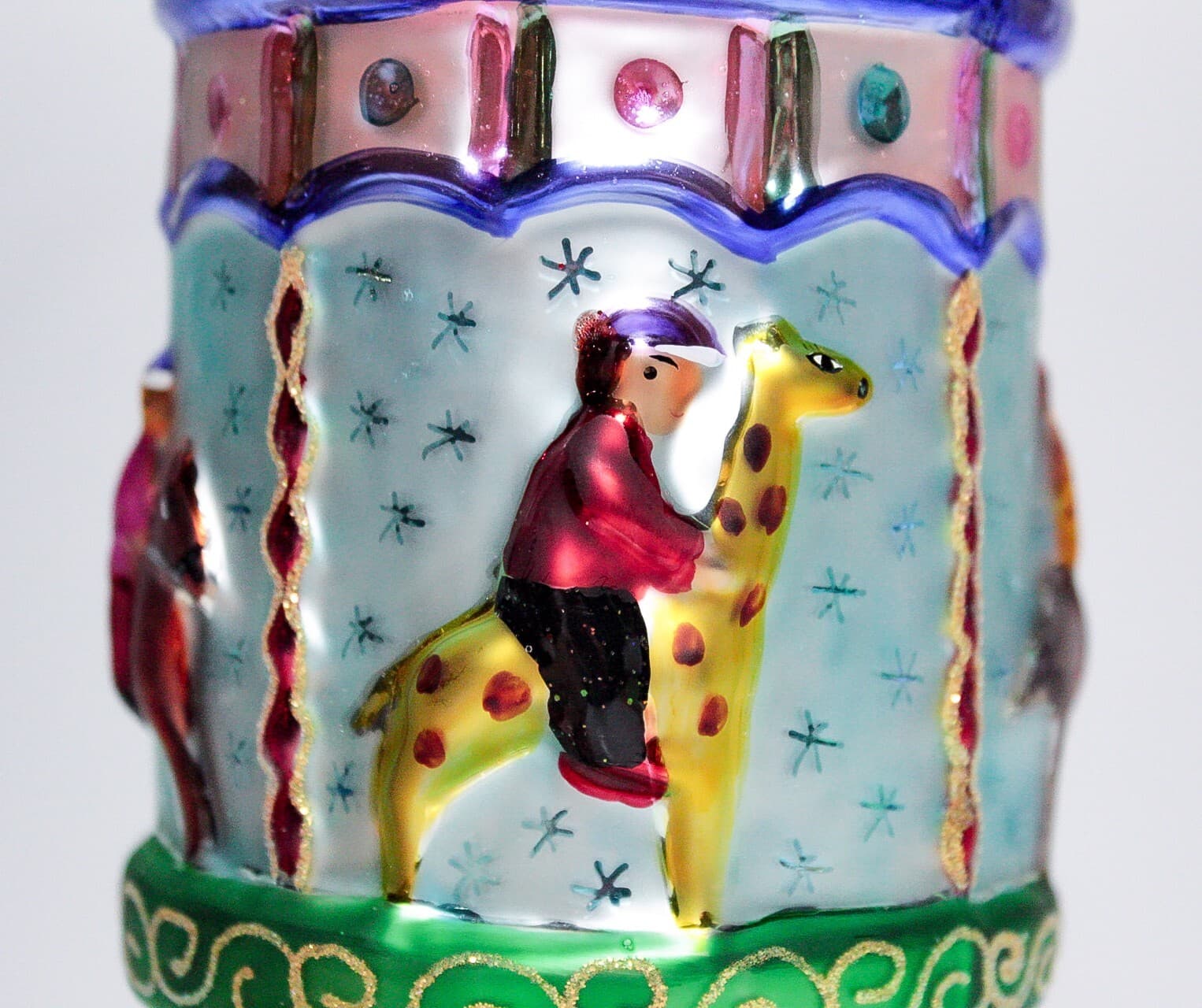 CHRISTOPHER RADKO "Merry Maytime" Circus Zoo Carousel Glass Christmas Ornament - Thumbnail 6