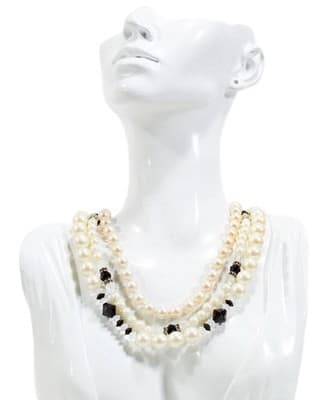 GIVENCHY Deco Enamel Rhinestone Triple Strand Beaded Designed Necklace - Image 1