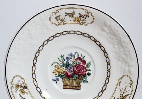 Copeland Spode England Floral Motif Porcelain Boullion Cup & Saucer Vintage - Thumbnail 5