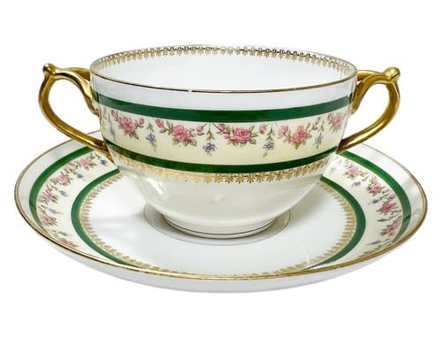 LIMOGES D & C France Delinieres & Co. Floral Pattern Porcelain Cup & Saucer - Image 1