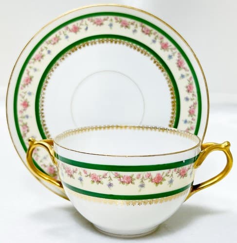 LIMOGES D & C France Delinieres & Co. Floral Pattern Porcelain Cup & Saucer - Thumbnail 9
