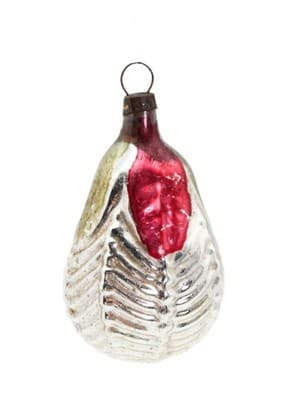 Antique Germany Mercury Glass Feathered Pear Tree Christmas Ornament - Image 1