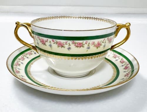 LIMOGES D & C France Delinieres & Co. Floral Pattern Porcelain Cup & Saucer - Thumbnail 5