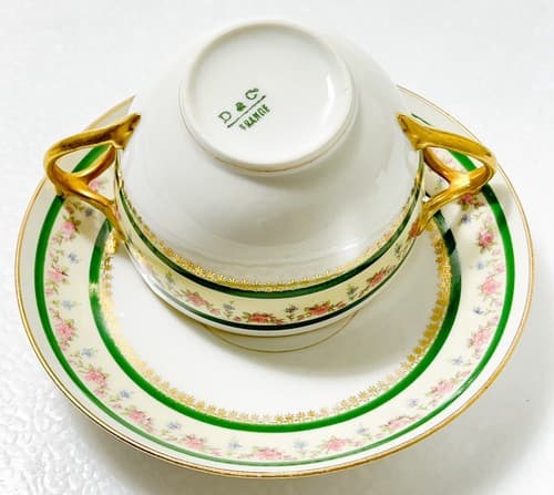LIMOGES D & C France Delinieres & Co. Floral Pattern Porcelain Cup & Saucer - Thumbnail 4