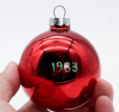 Vintage Hand Painted Chickadee Bird Red Glass Christmas Ornament - Thumbnail 3