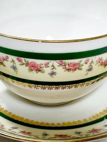LIMOGES D & C France Delinieres & Co. Floral Pattern Porcelain Cup & Saucer - Thumbnail 3