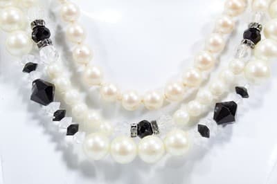 GIVENCHY Deco Enamel Rhinestone Triple Strand Beaded Designed Necklace - Thumbnail 3