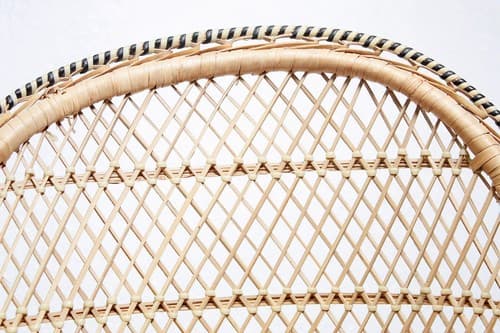 Vintage Wicker Rattan Fan Back Peacock Handmade Doll Armchair 15.5" - Thumbnail 2