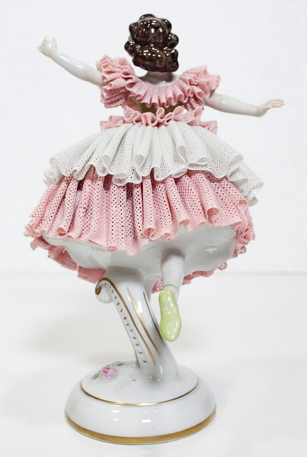 Antique Dresden Made In Germany Volkstedt Laced Ballerina Porcelain Figure - Thumbnail 7