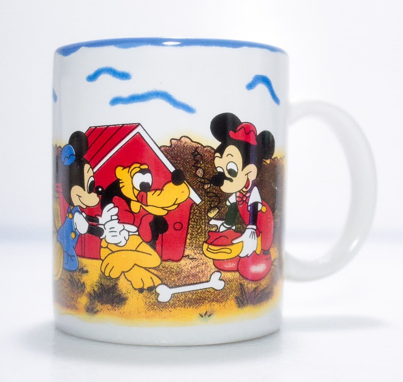 Vintage Disney Mickey Mouse & Pluto Large Porcelain Coffee Mug - Thumbnail 3