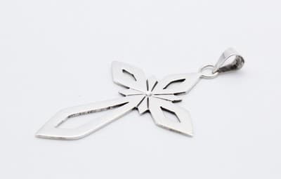 Vintage Sterling Silver 925 Mexico Taxco Open Work Cross Pendant - Thumbnail 5