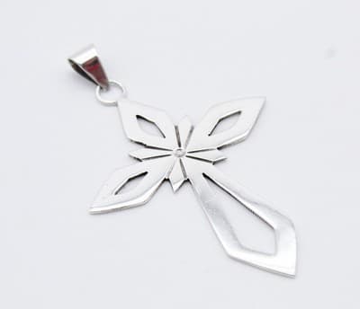 Vintage Sterling Silver 925 Mexico Taxco Open Work Cross Pendant - Thumbnail 4