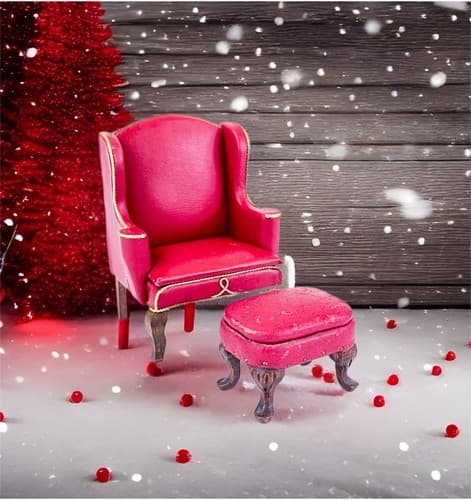 Vintage Red Leather Wing Chair &Ottoman Dollhouse Miniature Furniture Scale 1:12 - Image 1