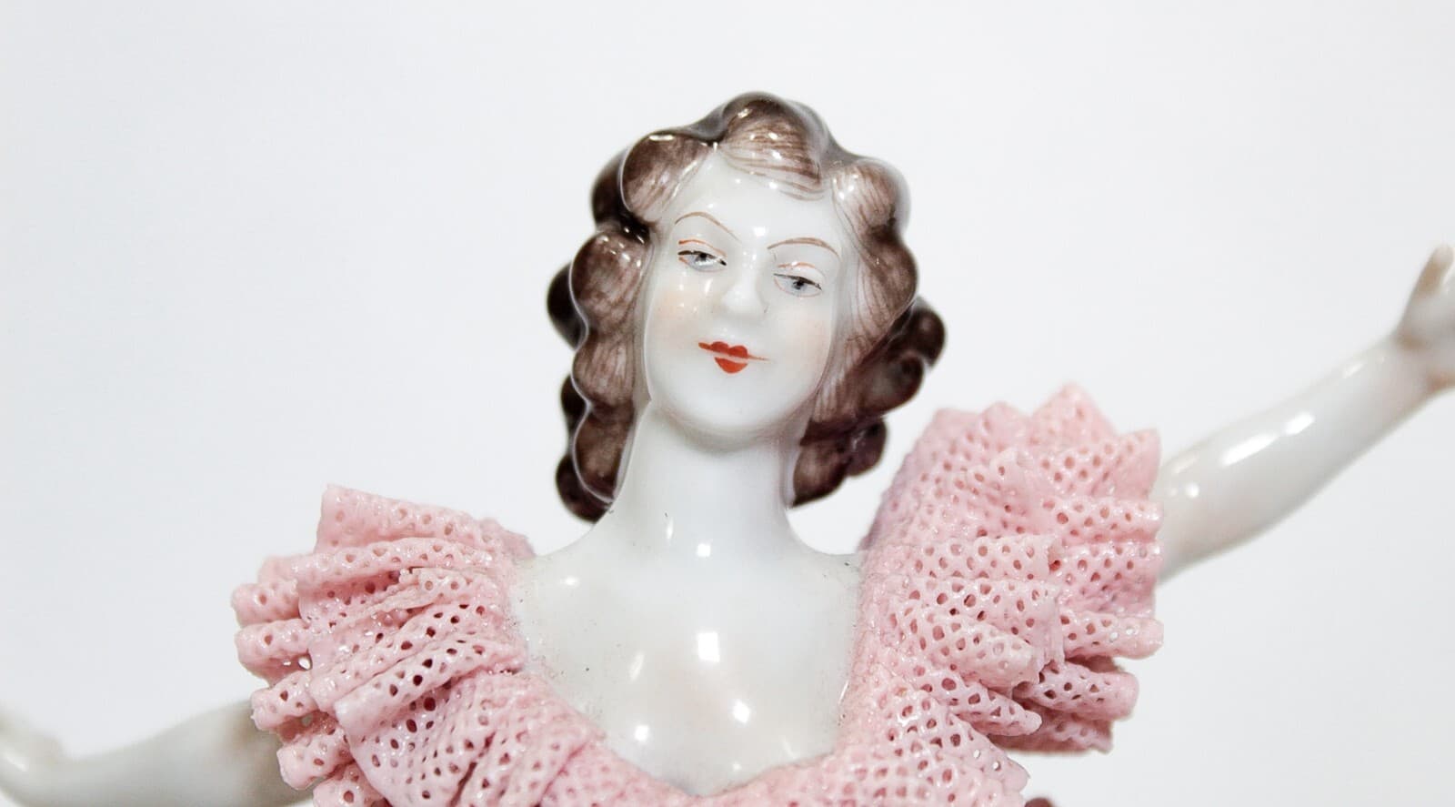 Antique Dresden Made In Germany Volkstedt Laced Ballerina Porcelain Figure - Thumbnail 2