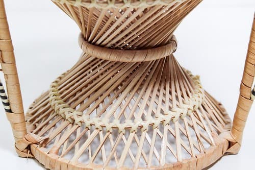Vintage Wicker Rattan Fan Back Peacock Handmade Doll Armchair 15.5" - Thumbnail 4