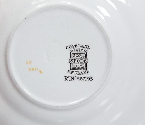 Copeland Spode England Floral Motif Porcelain Boullion Cup & Saucer Vintage - Thumbnail 6