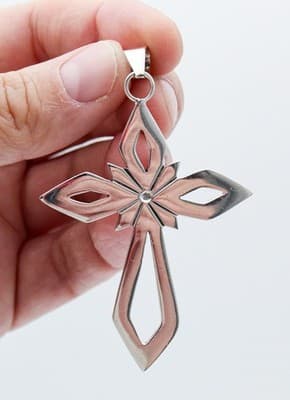 Vintage Sterling Silver 925 Mexico Taxco Open Work Cross Pendant - Thumbnail 3