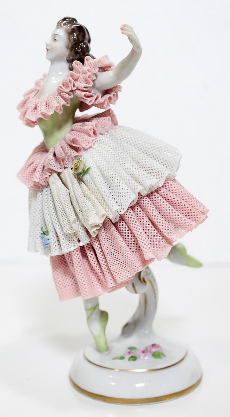 Antique Dresden Made In Germany Volkstedt Laced Ballerina Porcelain Figure - Thumbnail 9