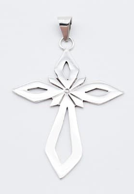 Vintage Sterling Silver 925 Mexico Taxco Open Work Cross Pendant - Thumbnail 2