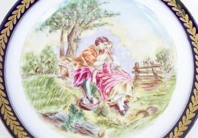 Antique LIMOGES France Hand Painted Gold Gilt Rim Porcelain Cabinet Plate - Thumbnail 3
