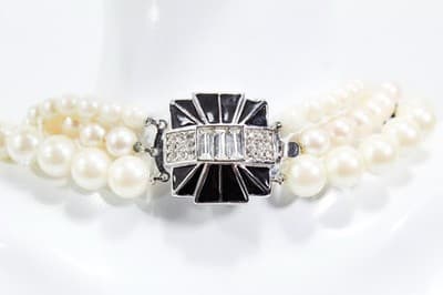 GIVENCHY Deco Enamel Rhinestone Triple Strand Beaded Designed Necklace - Thumbnail 4