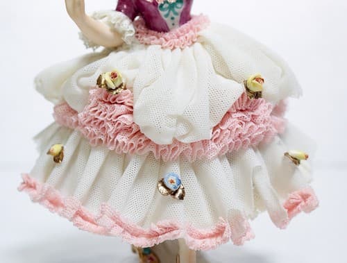 ALKA DRESDEN Germany "Angela" Floral Laced Porcelain Dancer Figurine - Thumbnail 5
