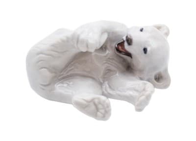 Royal Copenhagen Denmark Vintage Polar Bear Cub Playing Porcelain Figurine - Image 1