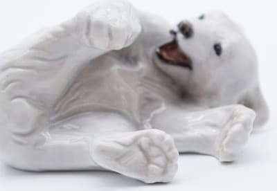 Royal Copenhagen Denmark Vintage Polar Bear Cub Playing Porcelain Figurine - Thumbnail 7
